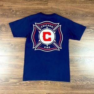 Adidas MLS Chicago Fire Sports Team Mens Blue Activewear Sporty Style Shirt Sz M